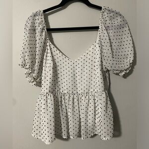 Dee Elly Polka Dot Peplum Top